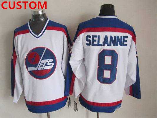 Mens Winnipeg Jets Custom 1979-80 White CCM Vintage Throwback Jersey